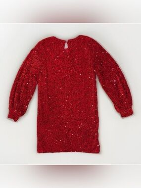 Jess Lea Women's Red Sequin Long-Sleeve Mini Dress Size Medium